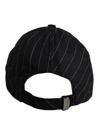 Black Gold Pinstriped Cotton Baseball Cap Hat