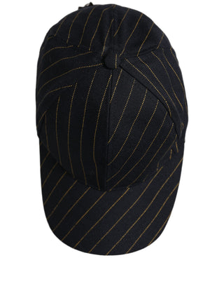 Black Gold Pinstriped Cotton Baseball Cap Hat
