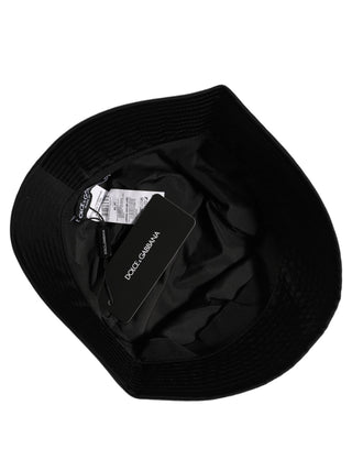 Men Black Nylon Wide Brim Bucket Capello Hat