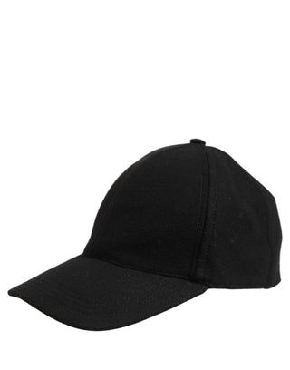 Men Black Wool Baseball Cap 6 Panels Hat