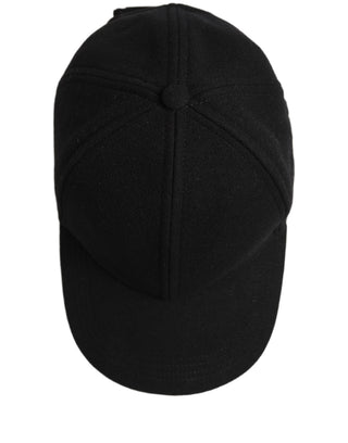 Men Black Wool Baseball Cap 6 Panels Hat