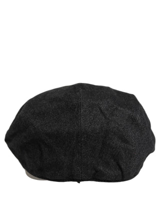 Men Black Cotton Flat Cloth Newsboy Cap Hat