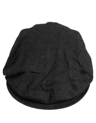Men Black Cotton Flat Cloth Newsboy Cap Hat