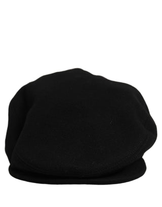 Men Black Wool Blend Flat Cloth Newsboy Cap Hat