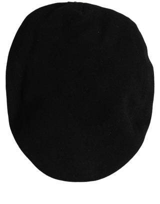 Men Black Wool Blend Flat Cloth Newsboy Cap Hat