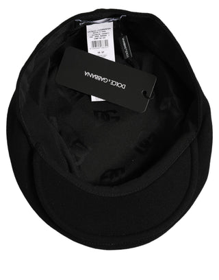 Men Black Wool Blend Flat Cloth Newsboy Cap Hat