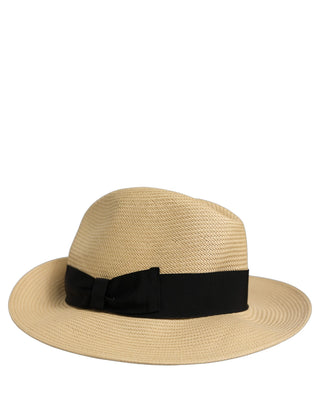 Men Beige Paper Straw Fedora Panama Capello Hat