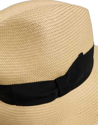 Men Beige Paper Straw Fedora Panama Capello Hat