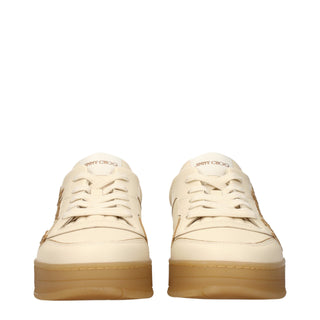 Beige Leather Low Top Sneakers
