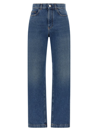Blue Cotton Straight-Leg Jeans