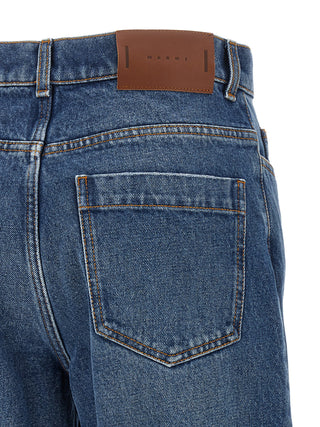 Blue Cotton Straight-Leg Jeans