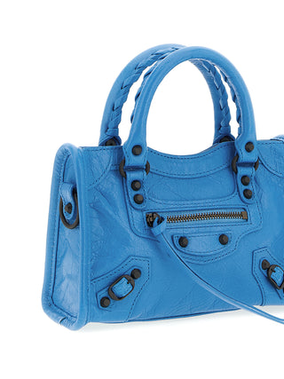 Blue Lamb Leather Handbag