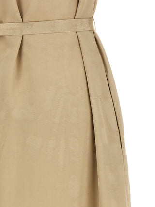 Beige Viscose Midi Dress