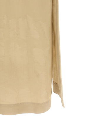 Beige Viscose Midi Dress