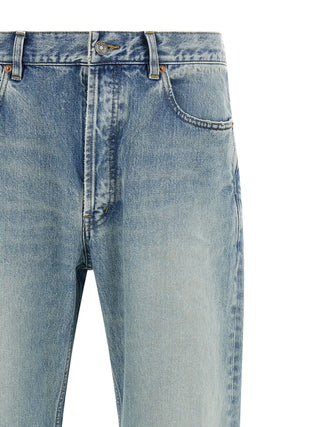 Blue Cotton Straight-Leg Jeans