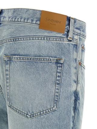 Blue Cotton Straight-Leg Jeans