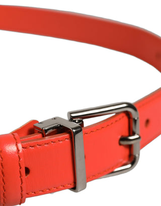 Red Leather Silver Metal Buckle Cintura Belt