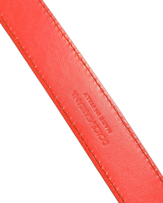 Red Leather Silver Metal Buckle Cintura Belt