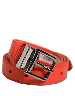 Red Leather Silver Metal Buckle Cintura Belt