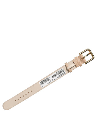 Beige Textured Leather Gold Buckle Belt Strap Bracelet