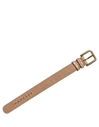 Brown Embossed Leather Gold Buckle Belt Strap Bracelet