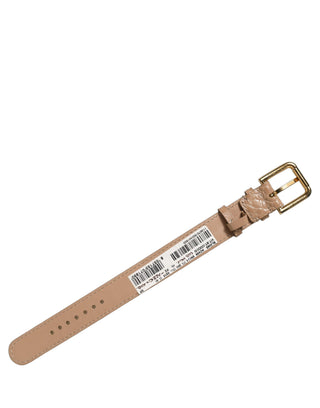 Brown Embossed Leather Gold Buckle Belt Strap Bracelet
