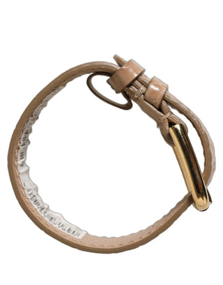 Brown Embossed Leather Gold Buckle Belt Strap Bracelet