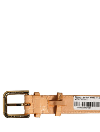 Beige Embossed Leather Gold Buckle Belt Strap Bracelet
