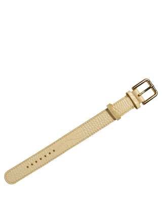Beige Embossed Leather Gold Buckle Belt Strap Bracelet