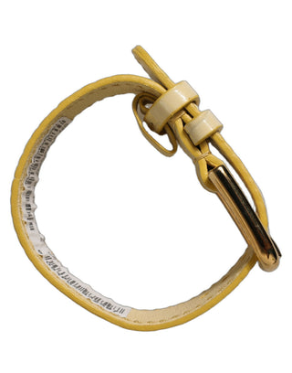Beige Embossed Leather Gold Buckle Belt Strap Bracelet