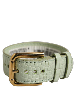 Green Embossed Leather Gold Buckle Belt Strap Bracelet