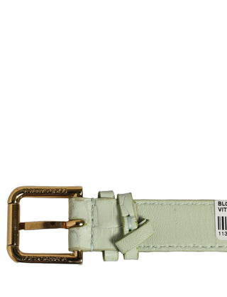 Green Embossed Leather Gold Buckle Belt Strap Bracelet