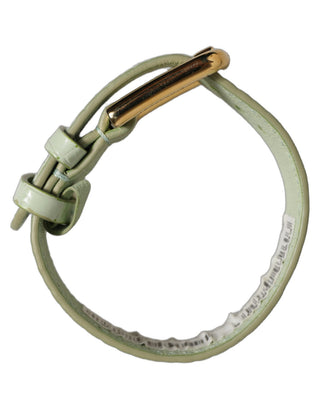 Green Embossed Leather Gold Buckle Belt Strap Bracelet