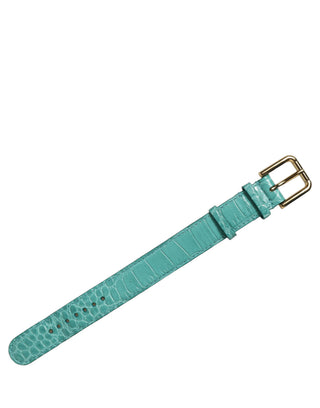 Blue Embossed Leather Gold Buckle Belt Strap Bracelet