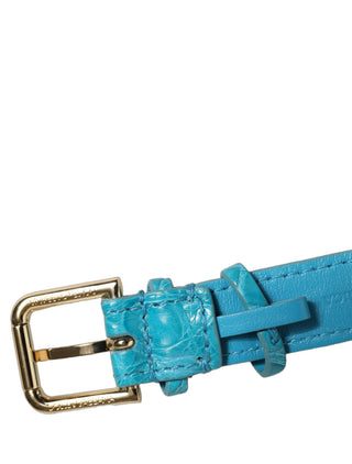 Turquoise Texture Leather Gold Buckle Belt Strap Bracelet