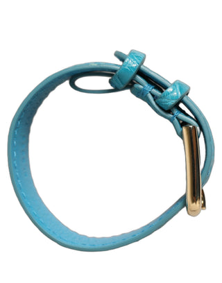 Turquoise Texture Leather Gold Buckle Belt Strap Bracelet