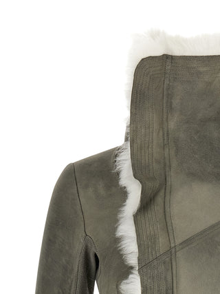 Gray Lamb Fur Leather Jacket