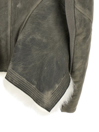 Gray Lamb Fur Leather Jacket
