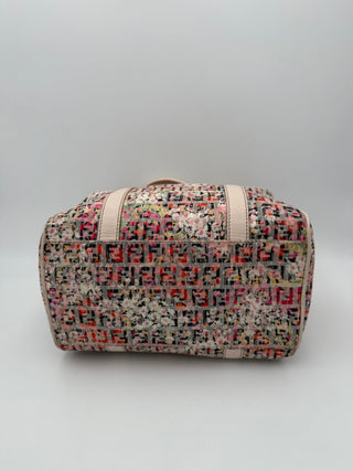 FENDI FF Canvas Flowers Handbag