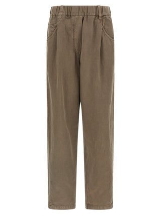 Brown Cotton Casual Pants