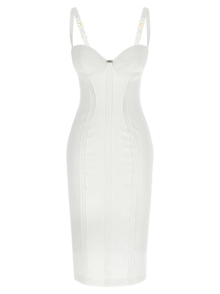 White Polyester Midi Dress