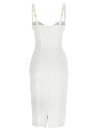 White Polyester Midi Dress