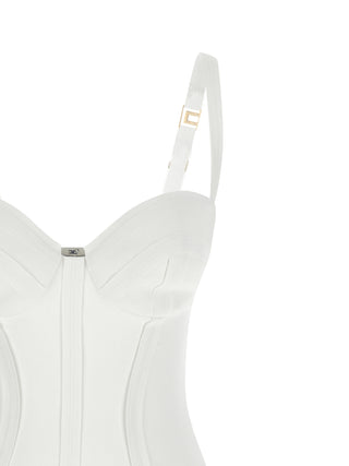 White Polyester Midi Dress