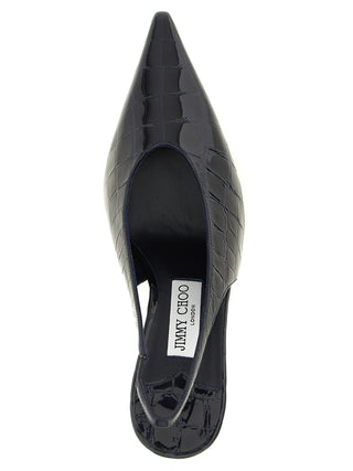 Blue Leather High Heel Pumps