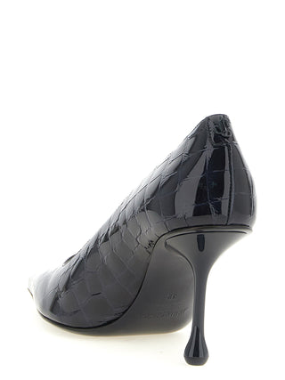 Blue Leather High Heel Pumps