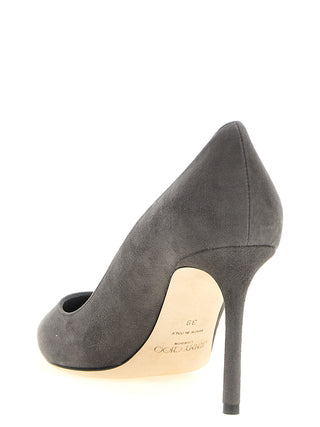 Gray Leather High Heel Pumps