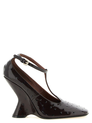 Bordeaux Calfskin Wedge Sandals