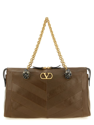 Brown Lamb Leather Shoulder Bag