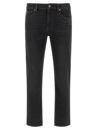 Black Cotton Straight-Leg Jeans