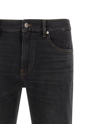 Black Cotton Straight-Leg Jeans